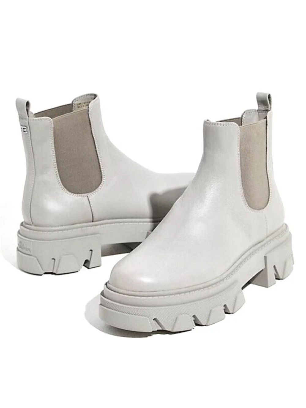 Sam Edelman Daelyn Lug Sole Pull On Leather Chelsea Boots Pebble Grey US Size 10